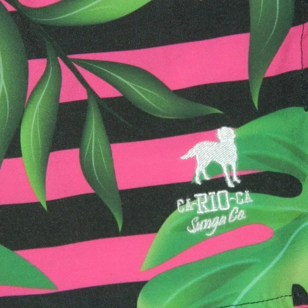 CA Rio CA Swim Shorts Size Small  Pink Green Palm‎ Trees Print Men’s Swimwear